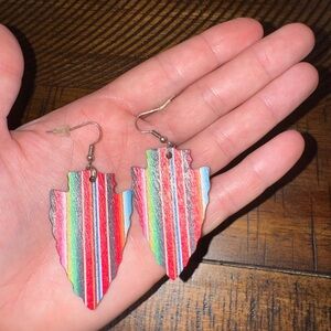 Colorful Striped Arrowhead Earrings